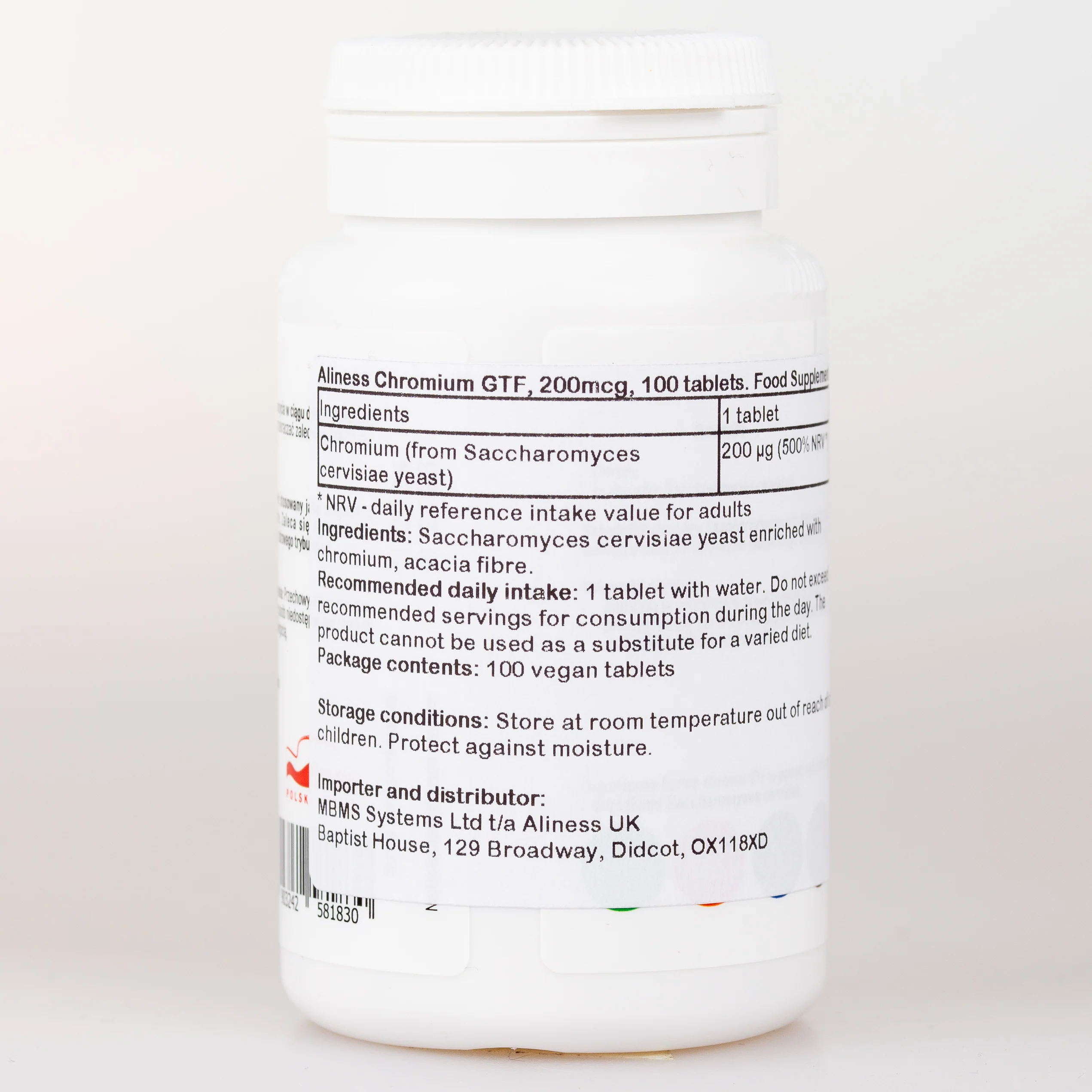 Chromium GTF 200mcg, 100 vegan tablets - Image 2
