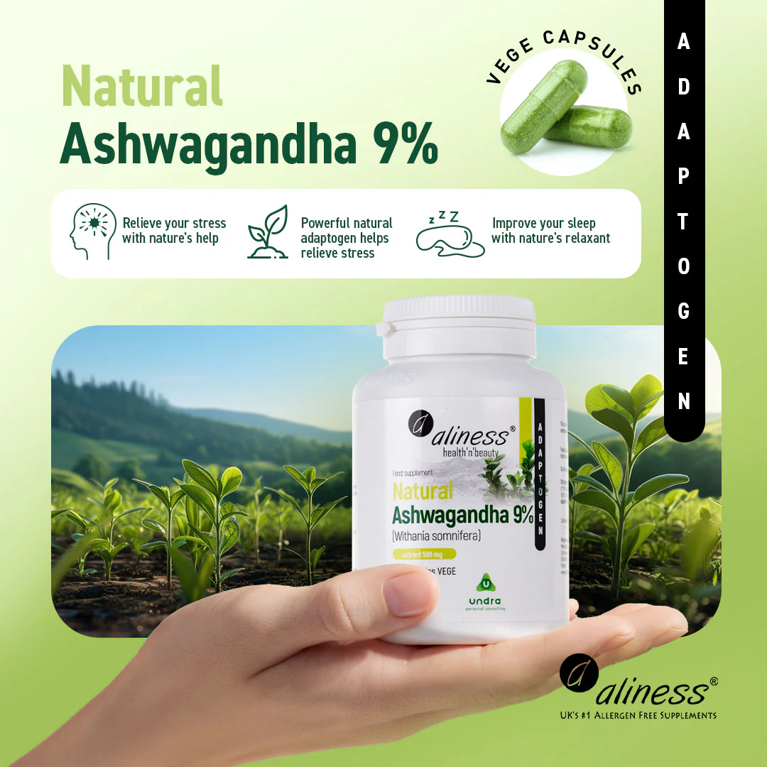 Natural Ashwagandha (Withania Somnifera) 580 mg 9%, 100 Vegan capsules - Image 9