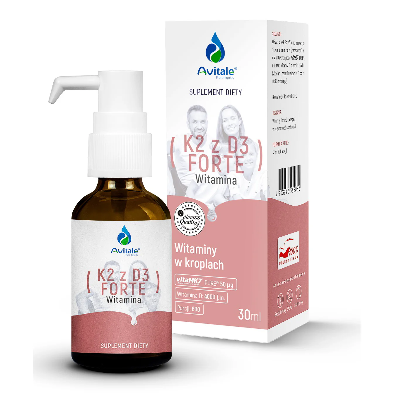 Avitale K2 with D3 FORTE, 30 ml (600 servings), liquid vitamins in drops - Image 3
