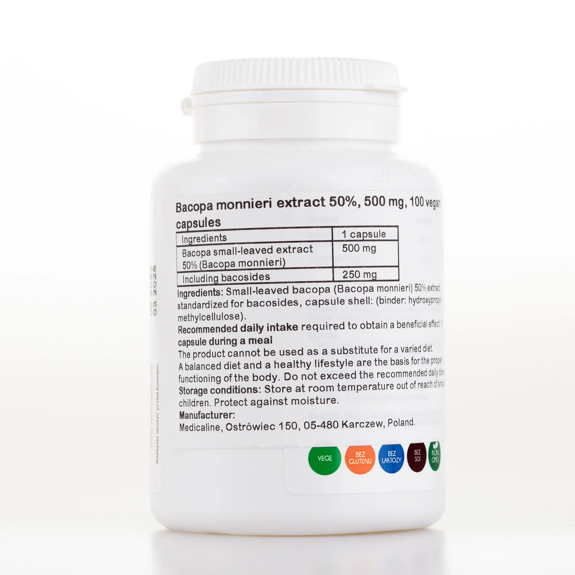 Bacopa monnieri extract, 100 vegan capsules - Image 2