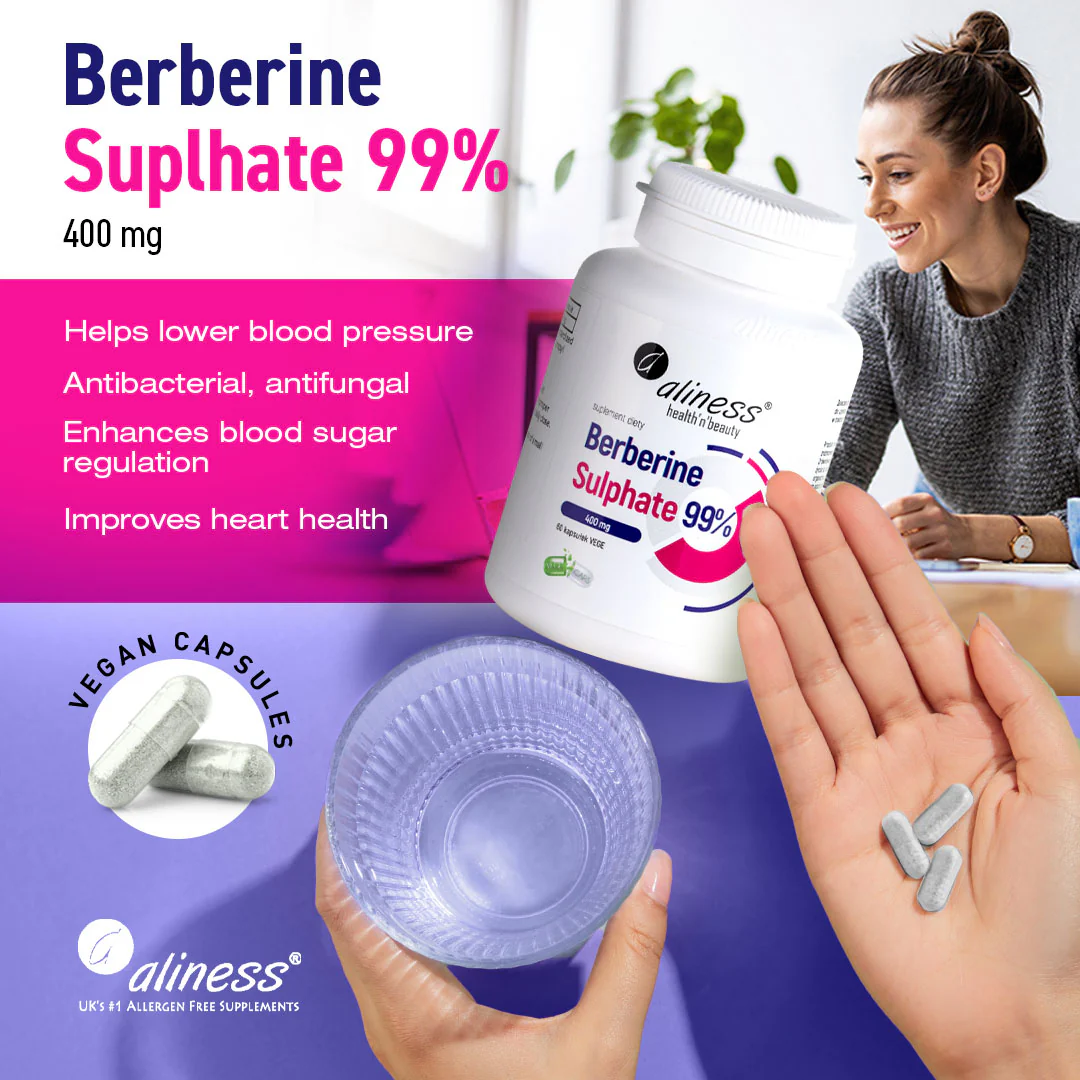 Berberine Sulphate 400mg 99%, 2 months supply, 60 vegan capsules - Image 6