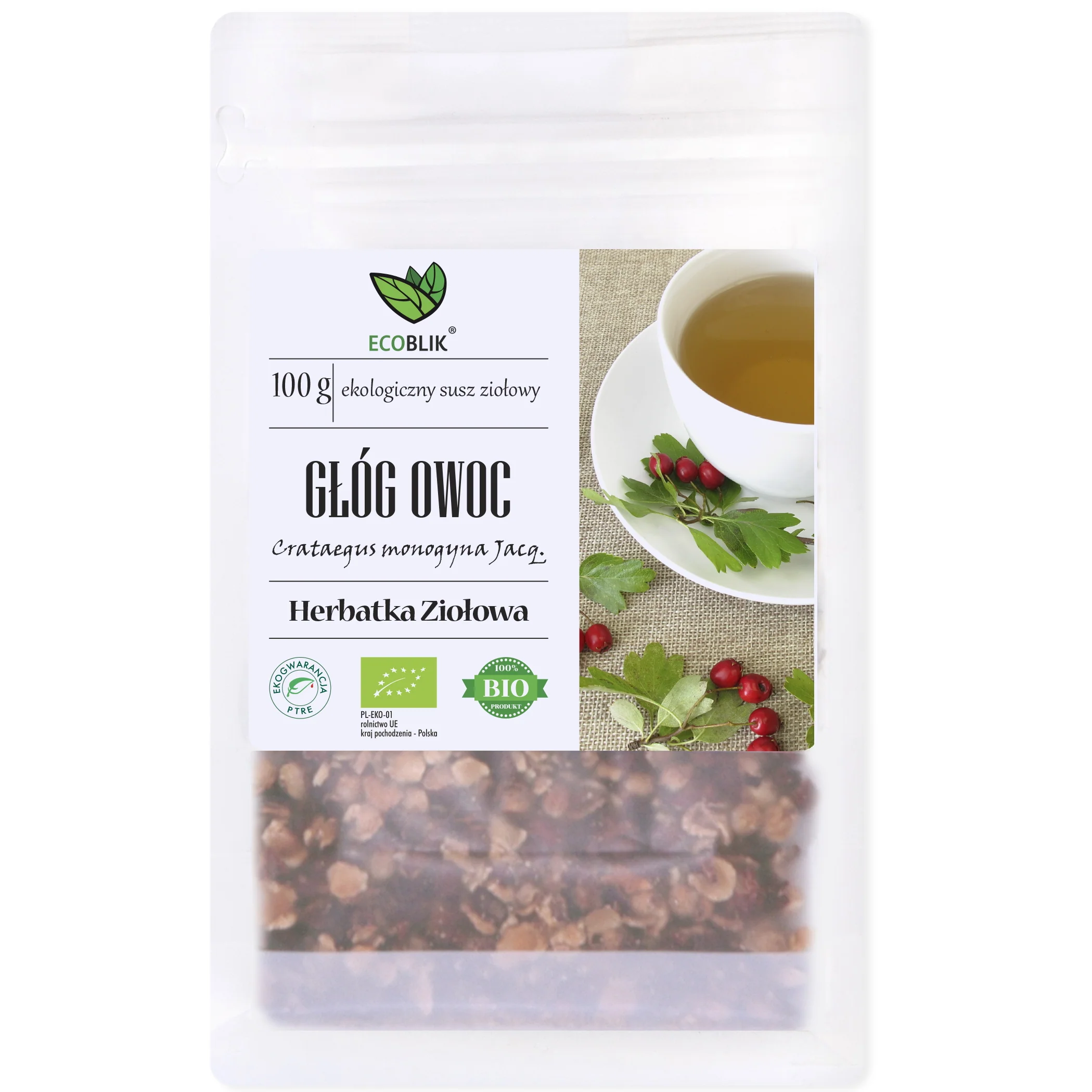 EcoBlik Organic Hawthorn Dried Fruit, 100g