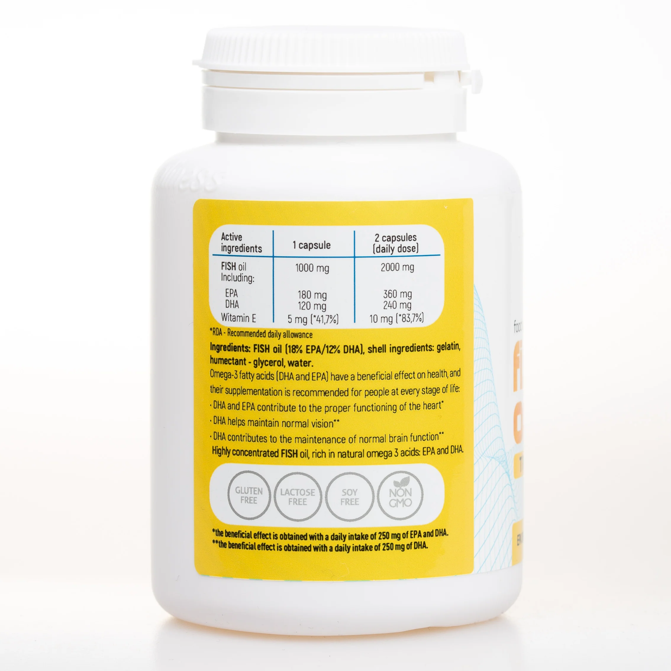 Fish Omega 3 Triglycerides 180 mg EPA, 120mg DHA, 60 capsules - Image 3