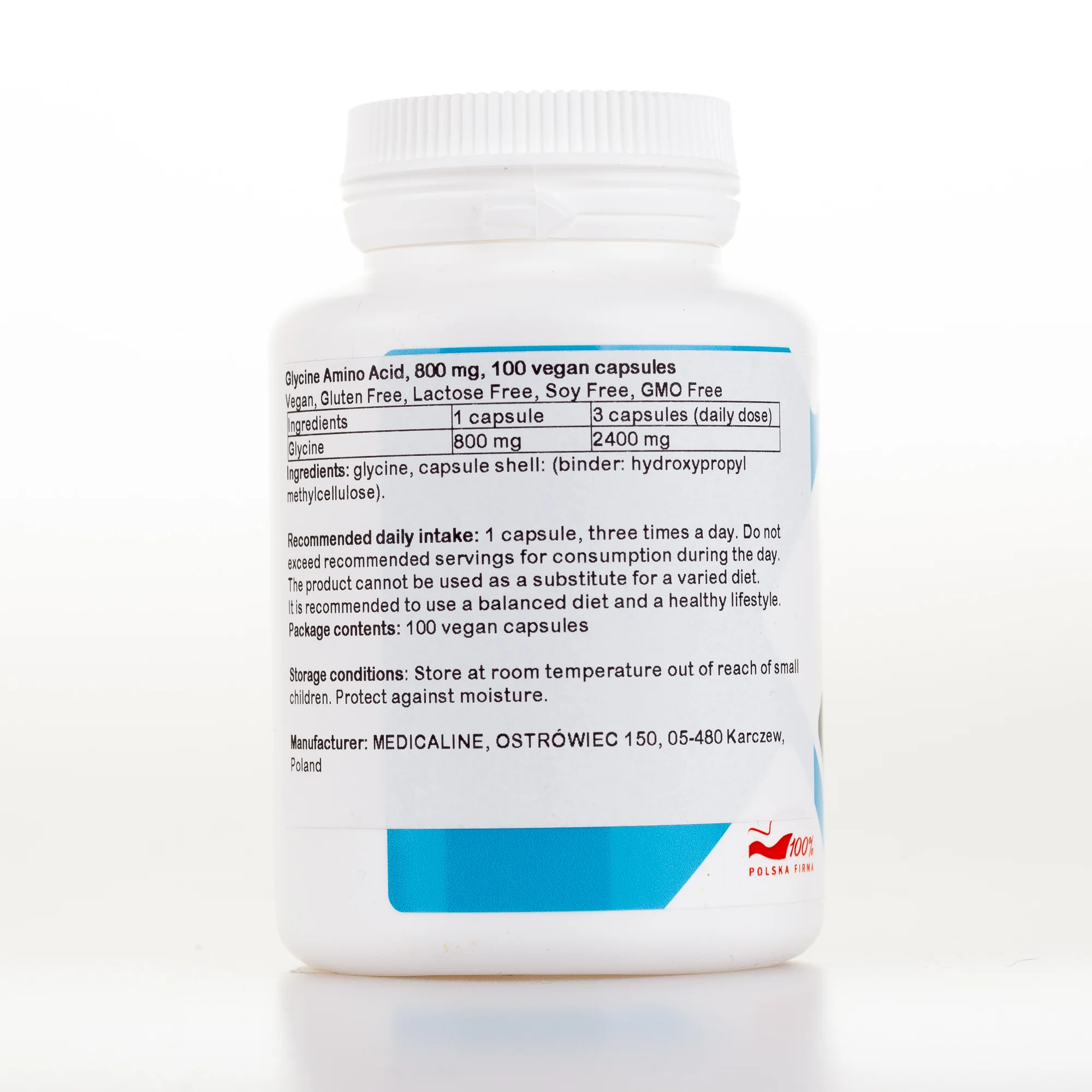 Glycine Amino Acid, 100 vegan capsules - Image 2
