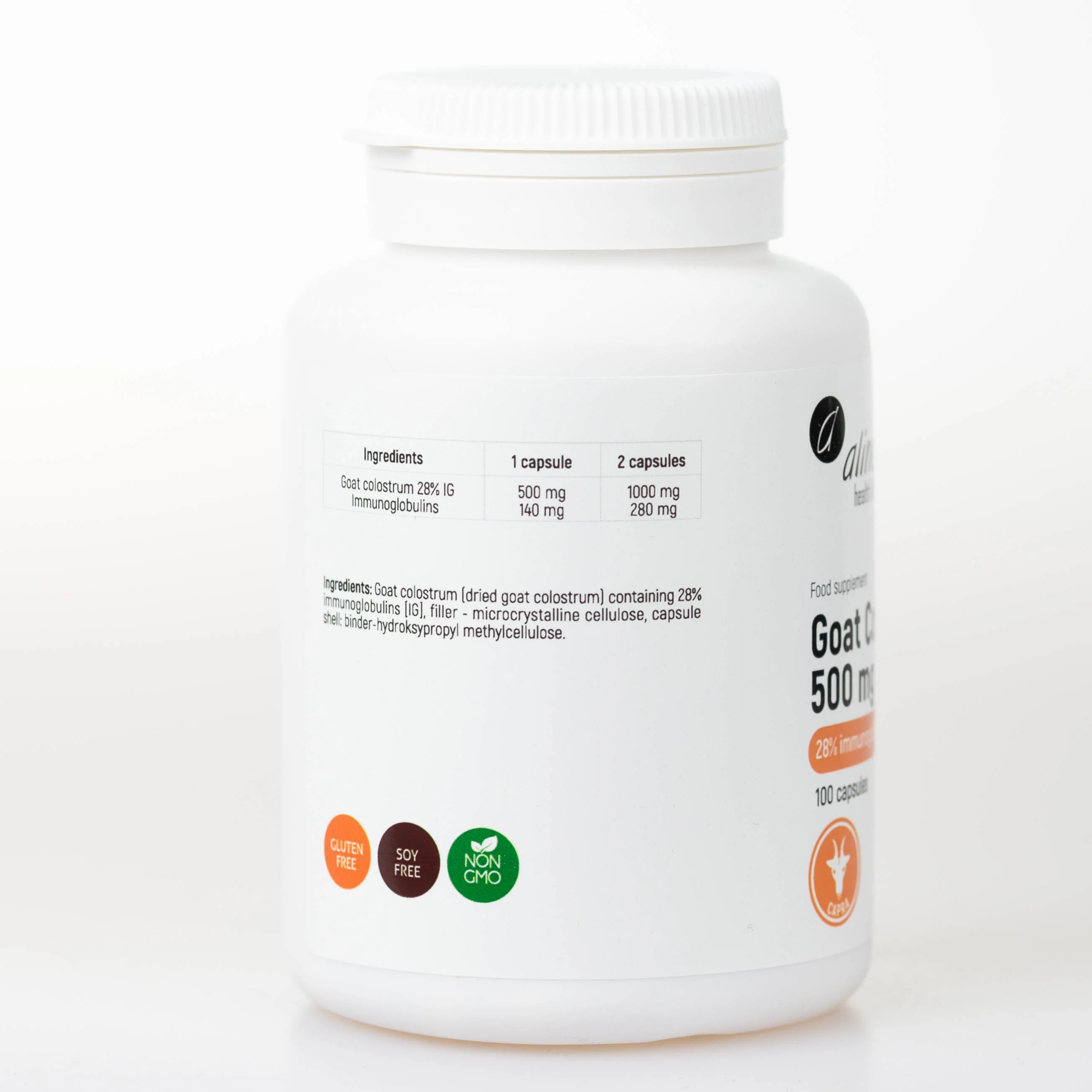 Goat Colostrum, 100 capsules, Capra Certified, 28% Immuno Globulines (IG) - Image 3