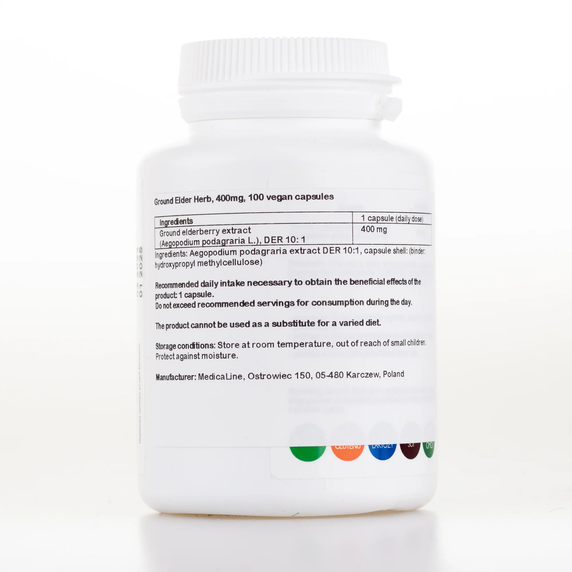 Ground Elder Herb (Aegopodium podagraria L.) extract, 100 vegan capsules - Image 2