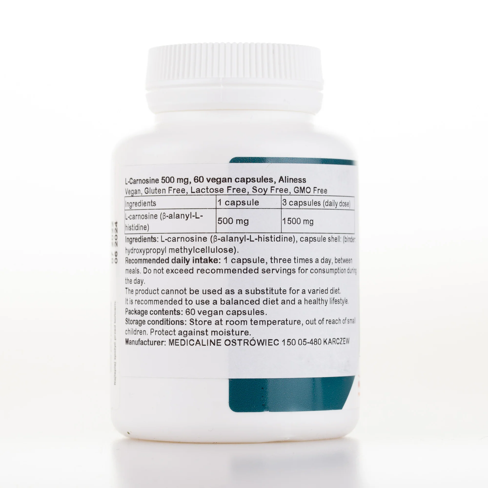 L-Carnosine 500 mg, 60 vegan capsules - Image 2