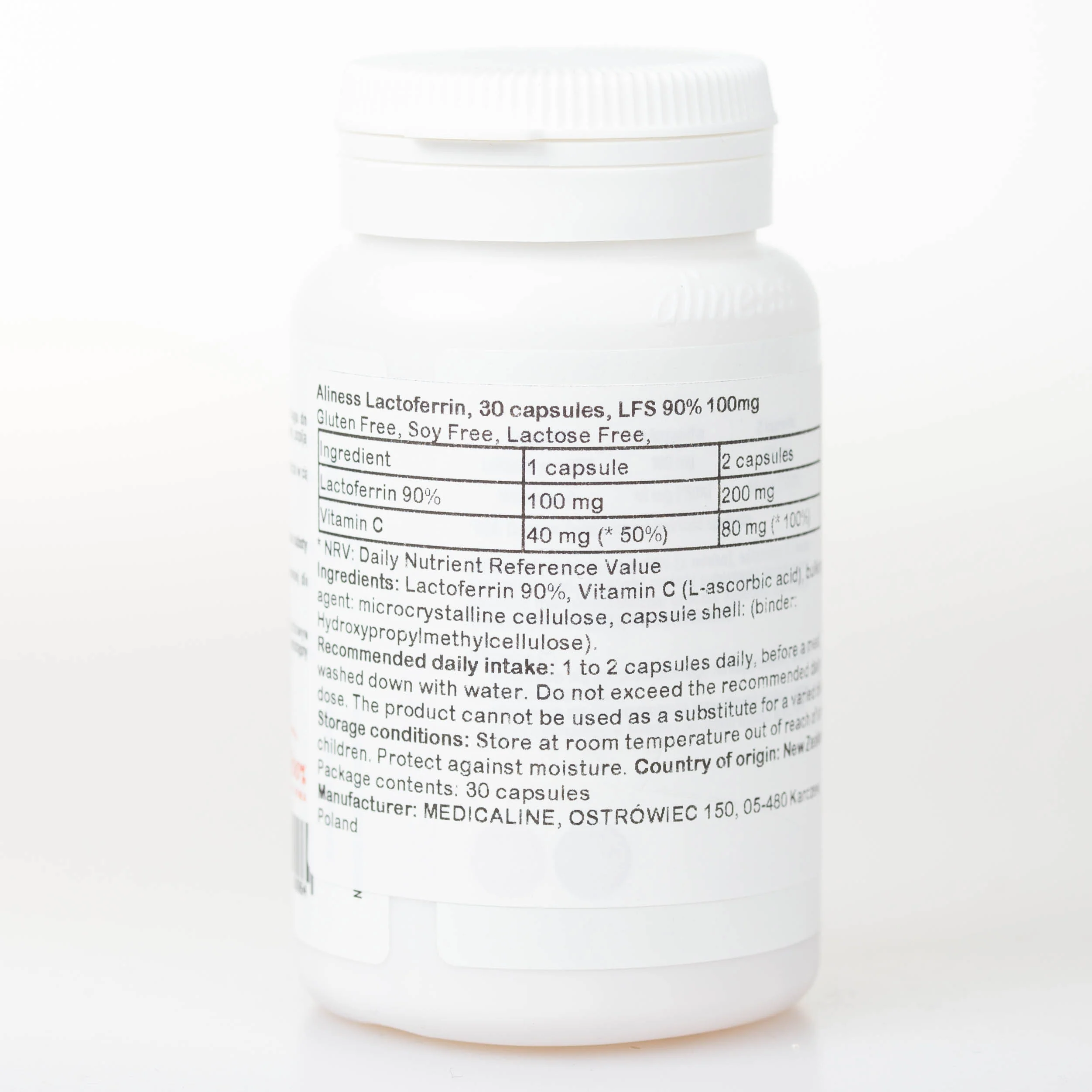 Lactoferrin, 30 capsules, LFS 90% 100mg, 1 month supply - Image 2