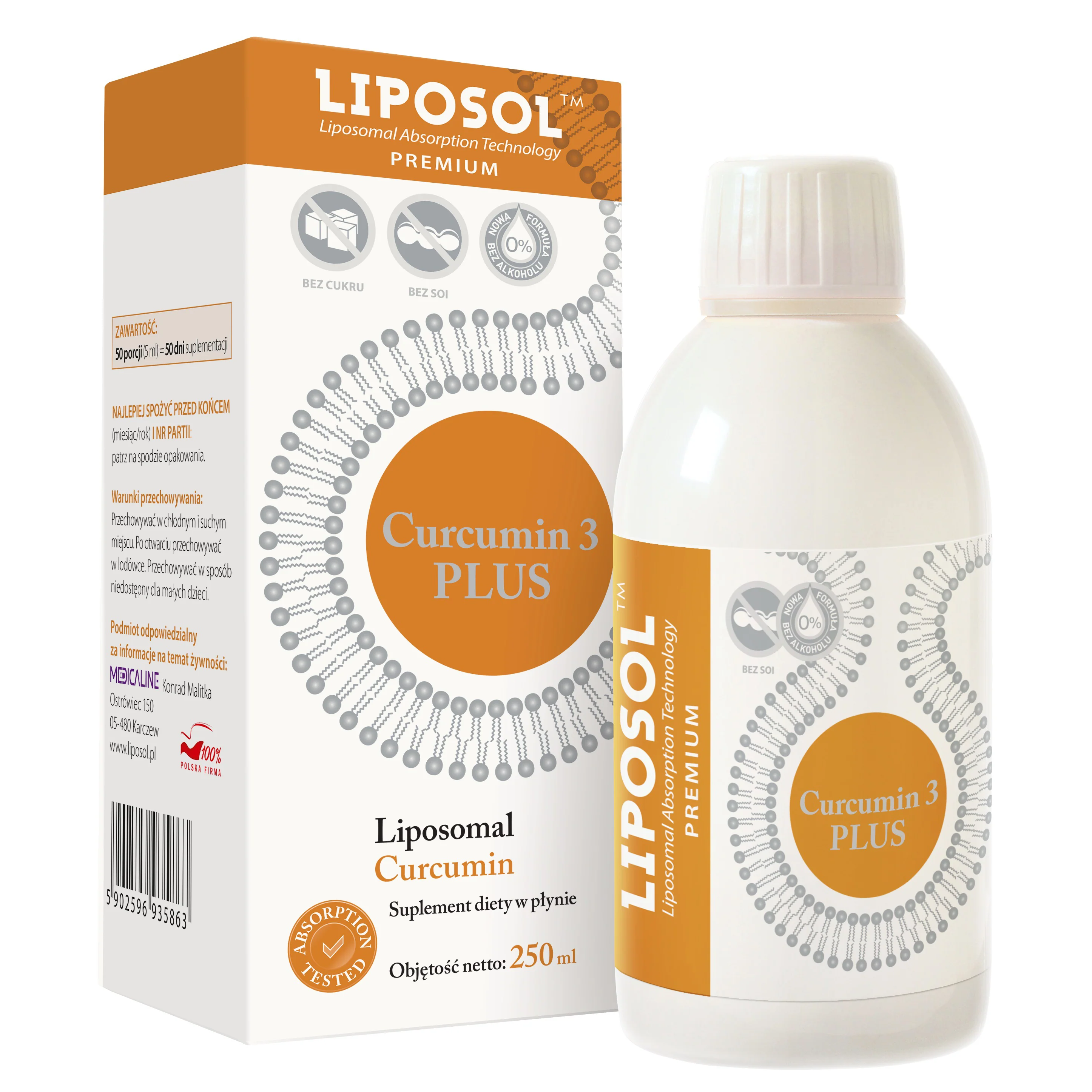 Liposol, Liposomal Curcumin 3 250ml, Aliness - Image 6