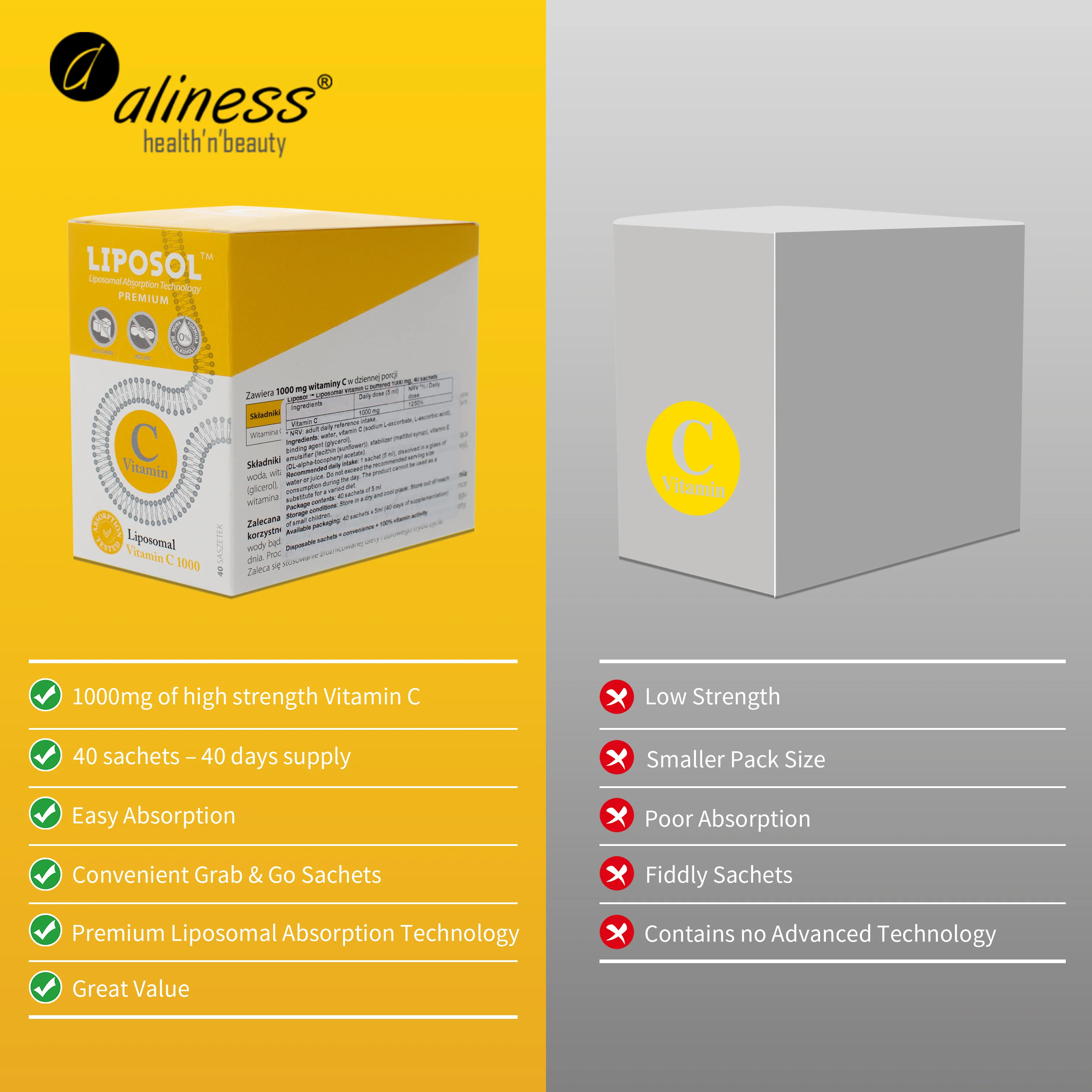 40 sachets of Liposomal Vitamin C 1000mg, Liposol - Image 3