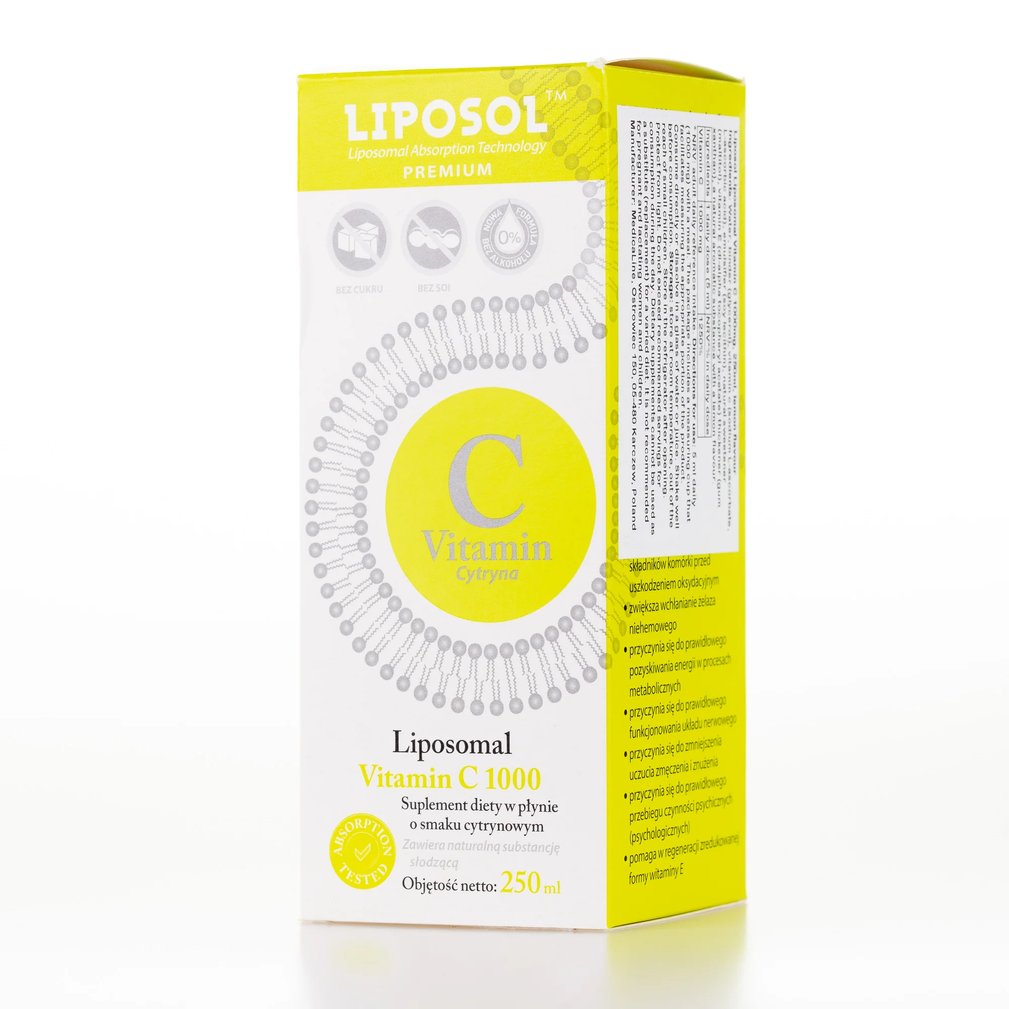 Liposol, Liposomal Vitamin C 1000 mg, 250 ml, lemon flavour, Liposol, Aliness - Image 3