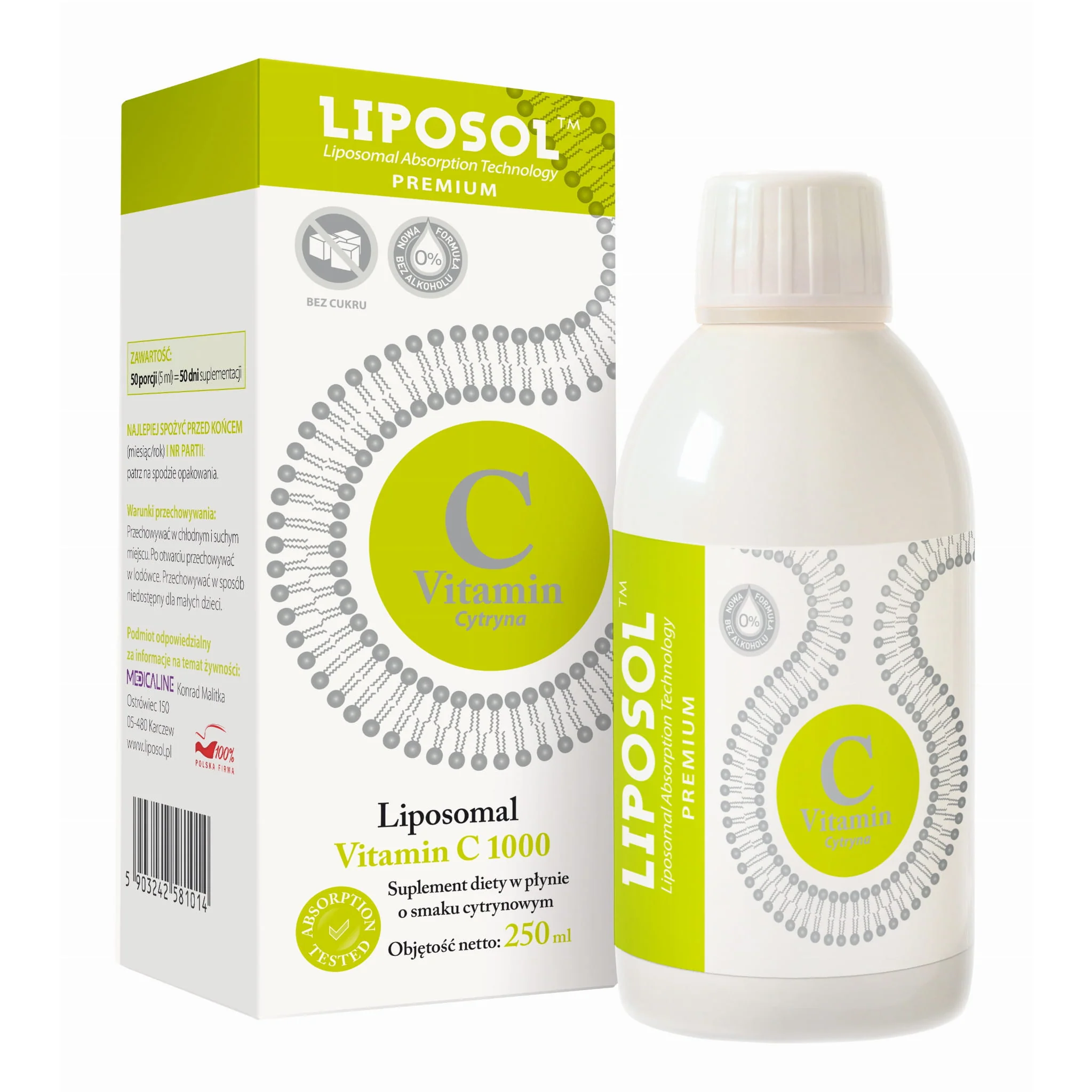 Liposol, Liposomal Vitamin C 1000 mg, 250 ml, lemon flavour, Liposol, Aliness - Image 6