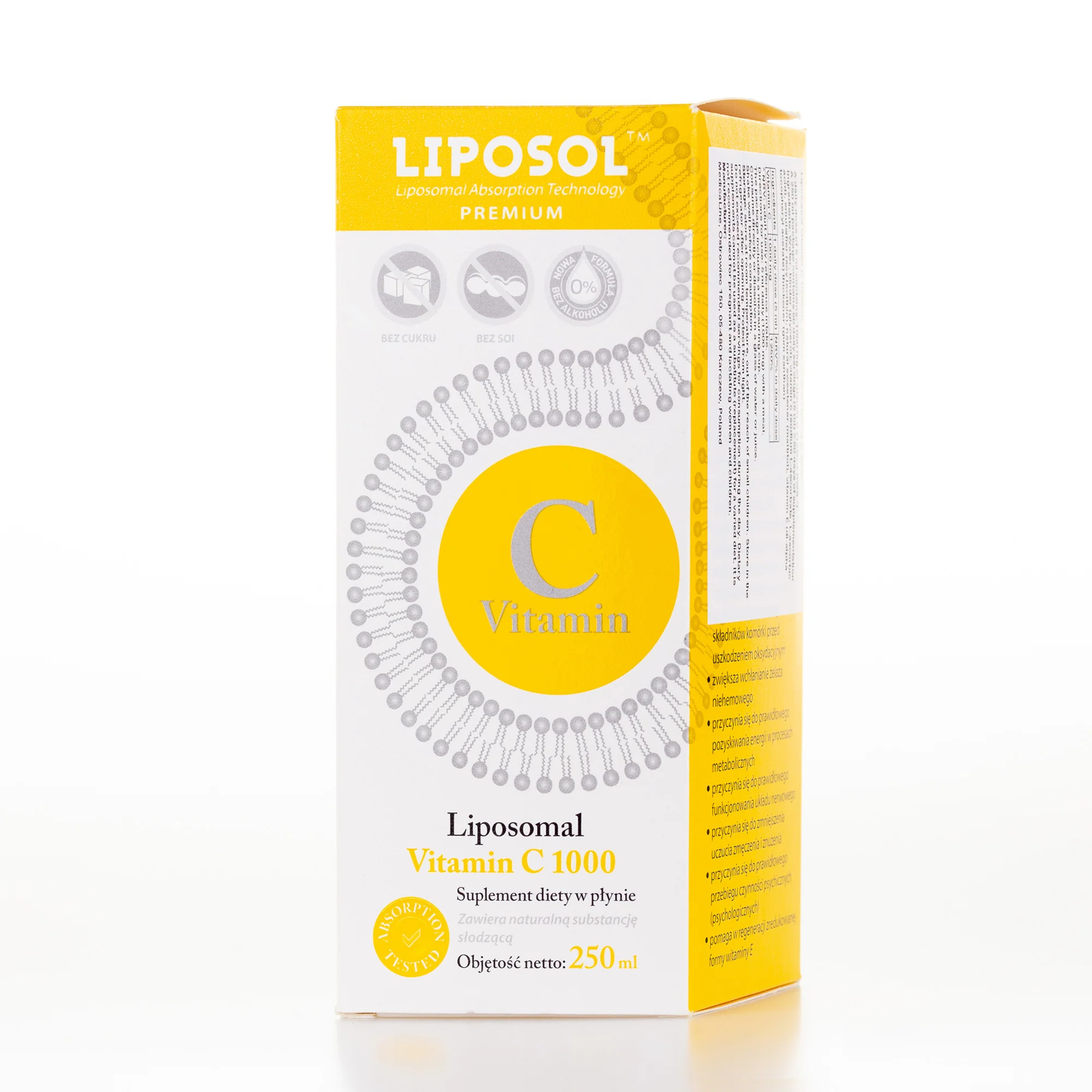 250ml of Liposomal Vitamin C 1000mg, natural taste, buffered, Liposol, Aliness - Image 3