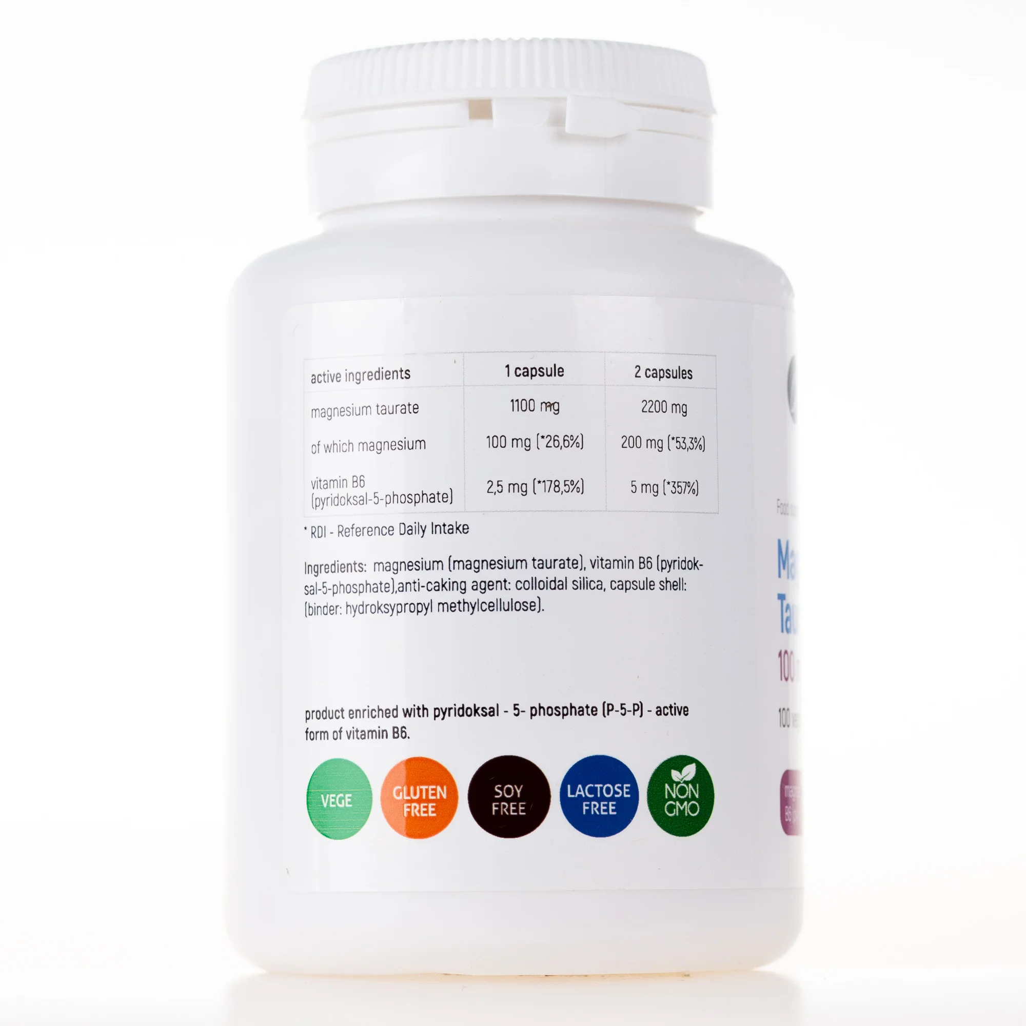 Magnesium Taurate with Vitamin B6 (P-5-P), 100 vegan capsules - Image 3
