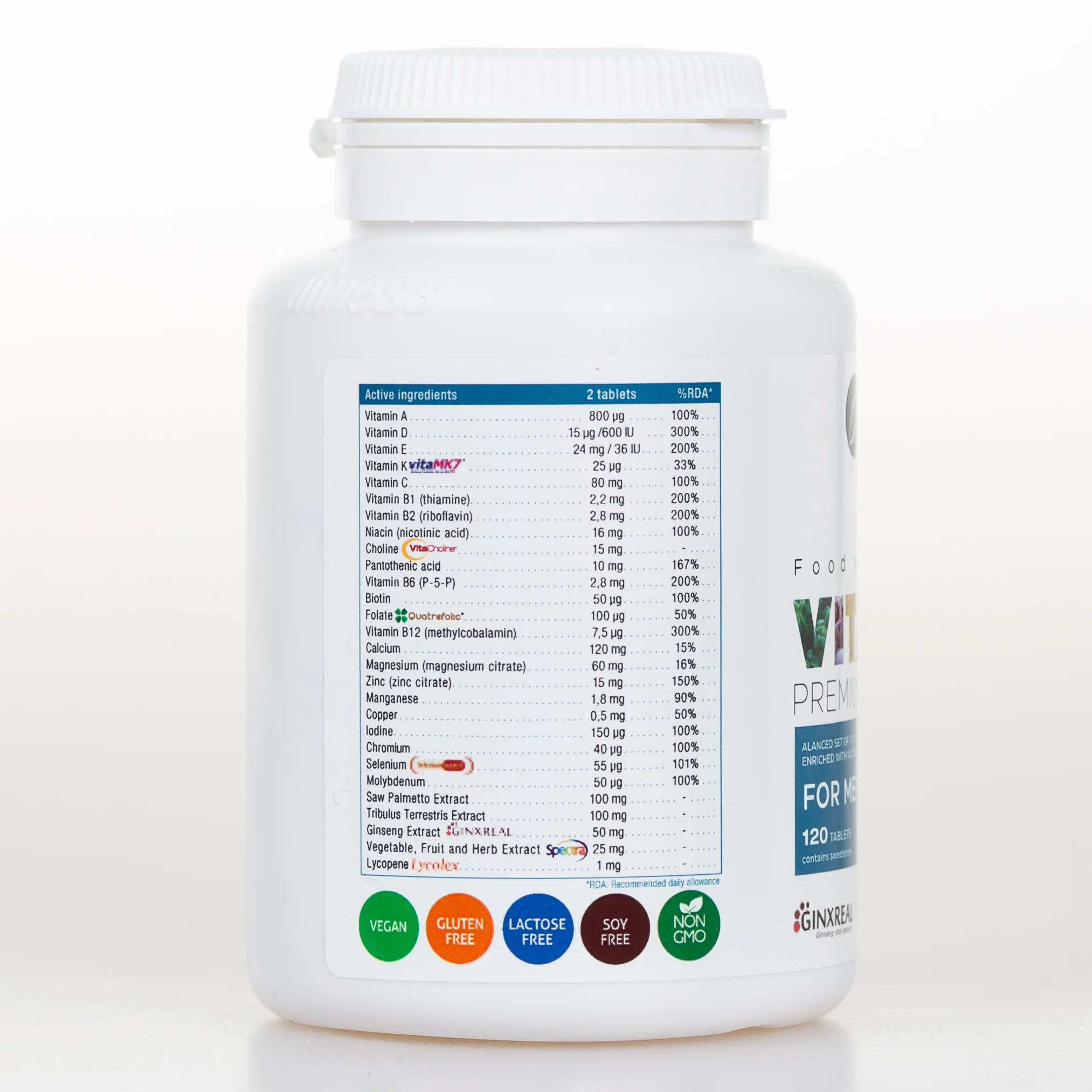 Premium Vitamin Complex for men, 120 vegan multivitamin tablets - Image 3
