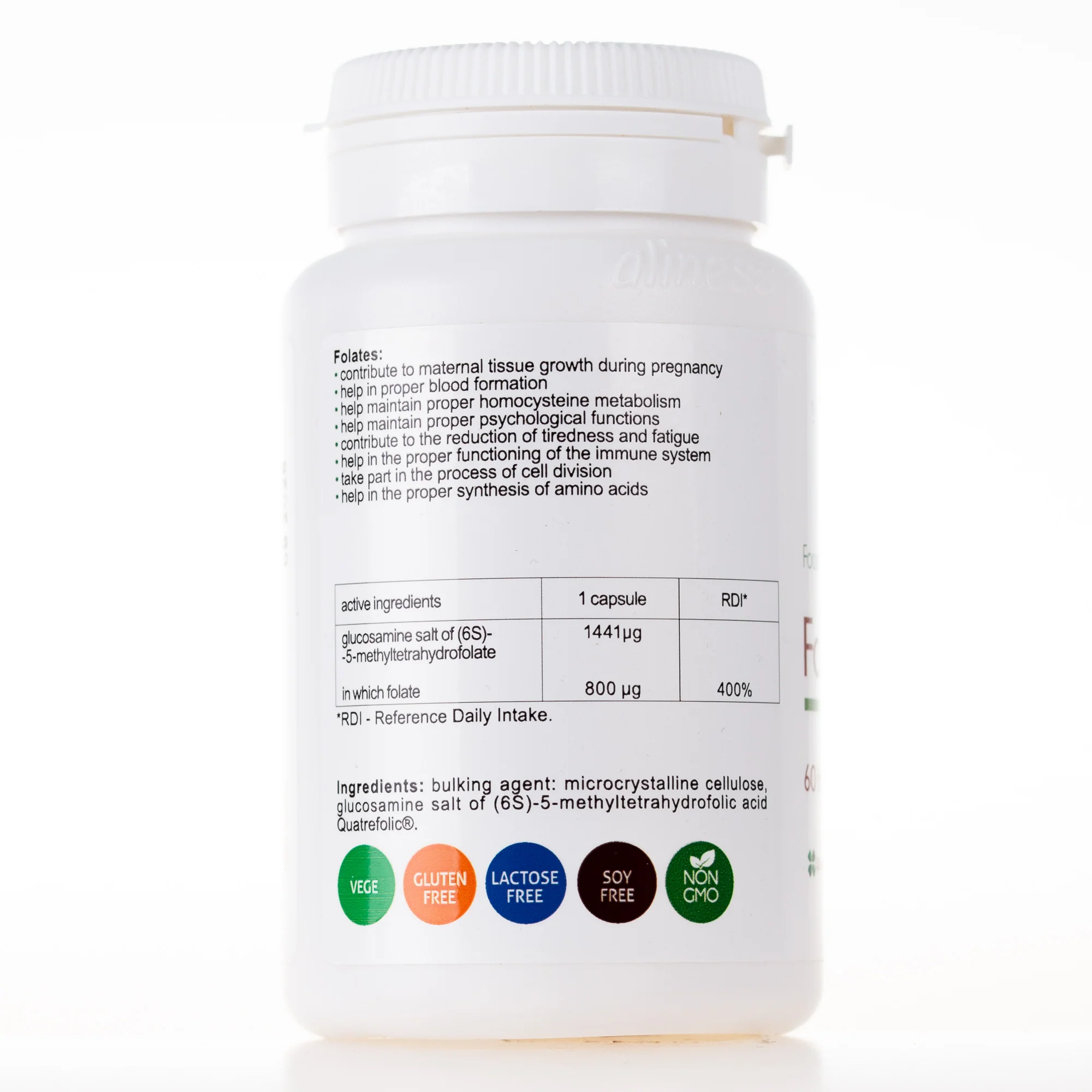 Folate for pregnant women, 800µg, 60 vegan tablets - Image 2