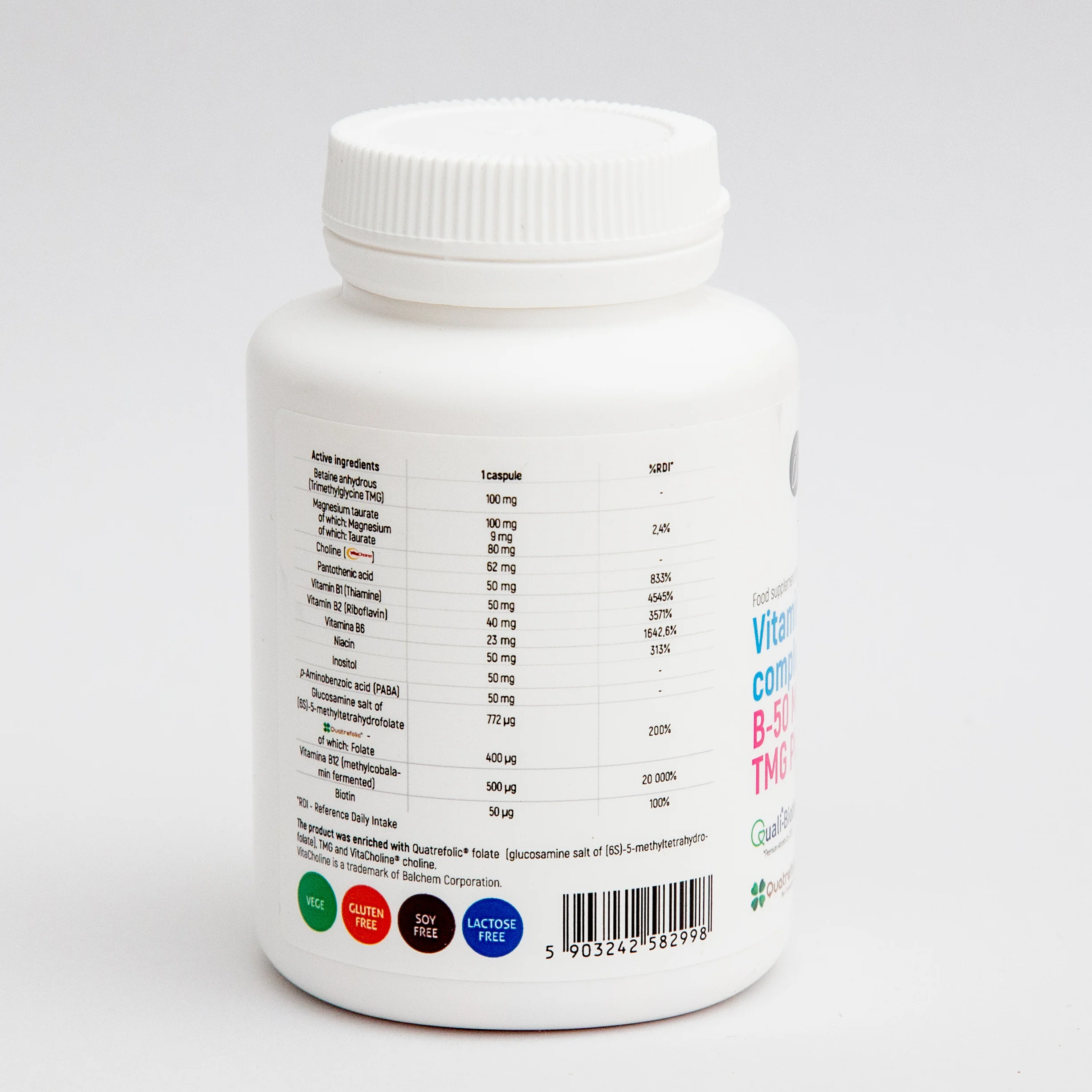100 capsules of Vitamin B Complex Methyl, 3 months supply, Methyl TMG Plus + Biotin + Folate - Image 3