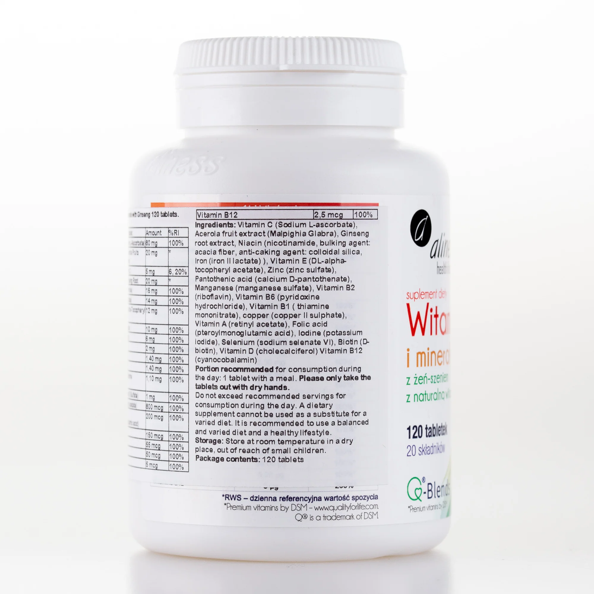 Multivitamin and Minerals 100% with Ginseng, 120 tablets - Image 3